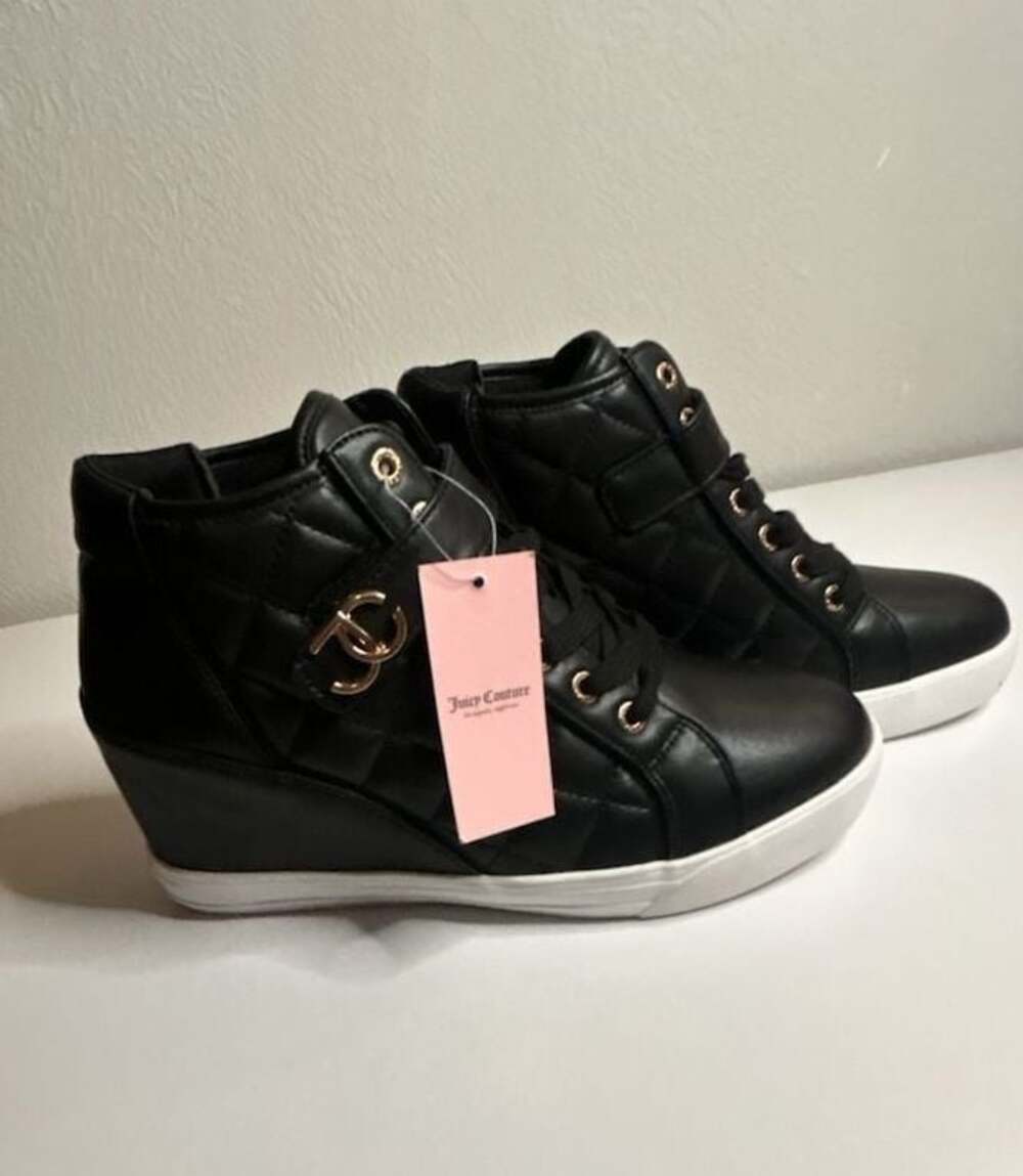 Juicy Couture JC-Journey Quilted Wedge High Top Sneakers Black Size 10M